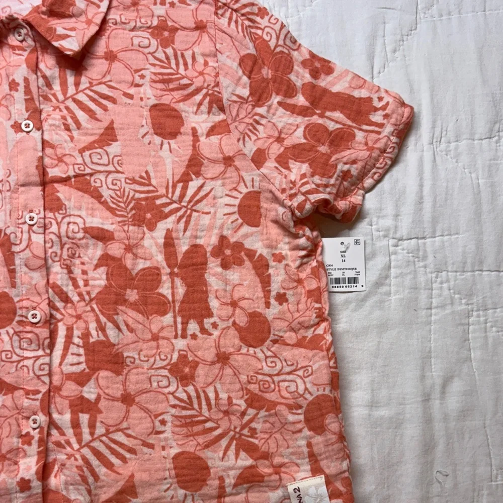 NWT Disney Moana 2‎ Girls XL 14 Cotton Gauze Play Set Shirt Shorts Coral